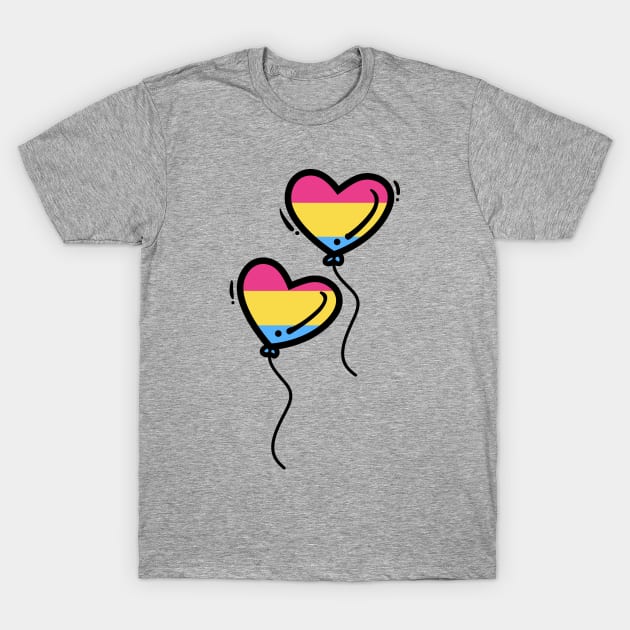 pansexual valentine heart balloons, gift idea for lgbtq+ valentine day, valentine hearts T-Shirt by Erekjo